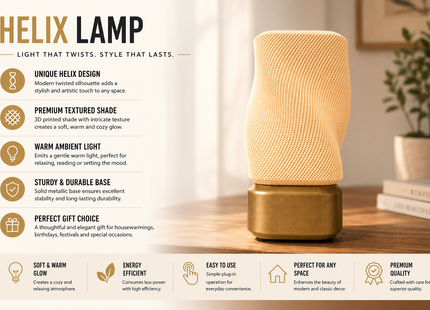 Helix Lamp – Modern Twisted Ambient Table Lamp | Designer Lamps | Lamps | Giftonique