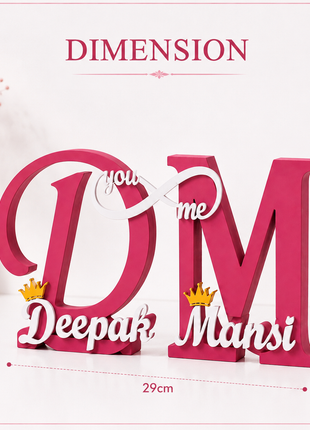 Personalised 3D Printed Couple Name Stand with Initials | Giftonique