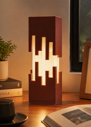 Tower Lamp | Modern Geometric Table Lamp with Warm Ambient Light | Decorative Bedside Night Lamp for Bedroom, Living Room, Study Table, Office Desk & Gifting