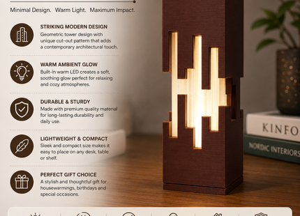 Modern Geometric 3D Printed Table Lamp | Premium PLA Ambient Night Light | Minimalist Home Décor | Giftonique