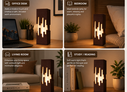 Modern Geometric 3D Printed Table Lamp | Premium PLA Ambient Night Light | Minimalist Home Décor | Giftonique