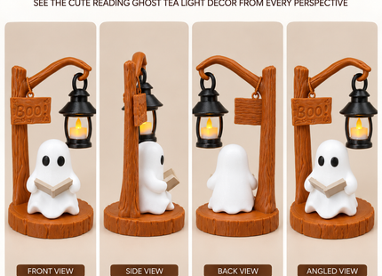 Cute Reading Ghost Tea Light Decor