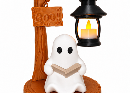 Cute Reading Ghost Tea Light Decor