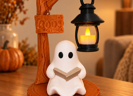 Cute Reading Ghost Tea Light Decor