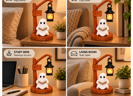 Cute Reading Ghost Tea Light Decor
