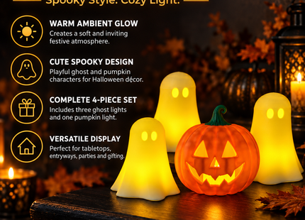 Halloween Pumpkin & Ghost Tealight Holder Set