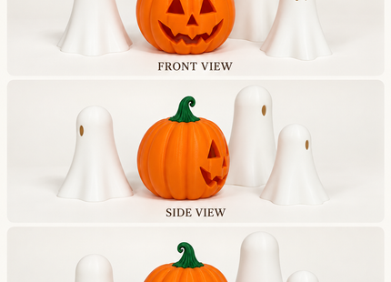 Halloween Pumpkin & Ghost Tealight Holder Set