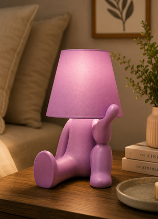 Delulu Lamp | Cute Green Character Table Lamp with White Shade | Decorative Bedside Night Lamp for Bedroom, Kids Room, Study Table, Living Room & Gifting | Warm Ambient Light