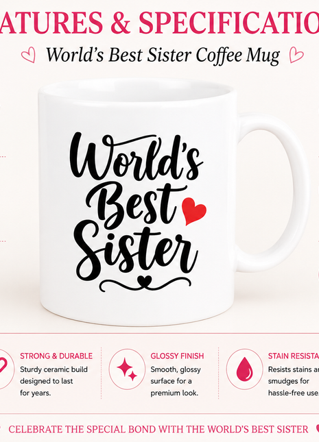 World’s Best Sister Coffee Mug – Gift for Sister | Giftonique