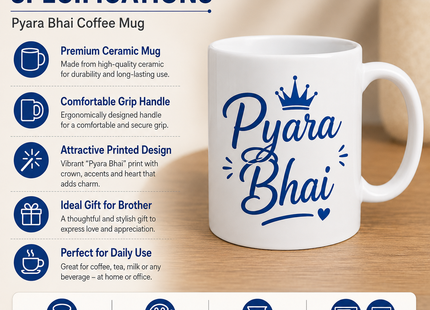 Pyara Bhai & Pyari Bhabhi Couple Coffee Mug Set | Coffee Mugs | Mugs | Giftonique