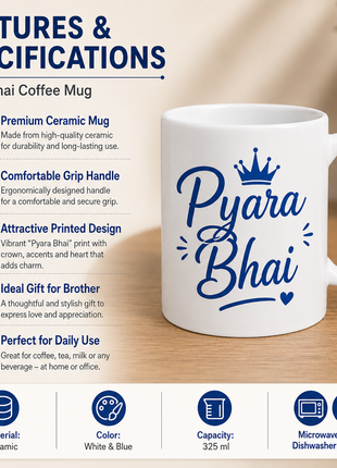 Pyara Bhai & Pyari Bhabhi Couple Coffee Mug Set | Giftonique