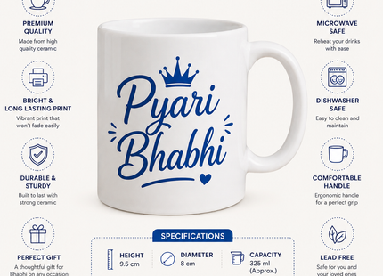 Pyara Bhai & Pyari Bhabhi Couple Coffee Mug Set | Coffee Mugs | Mugs | Giftonique