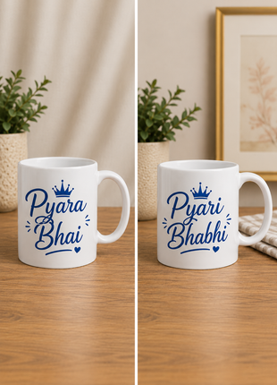 Pyara Bhai & Pyari Bhabhi Couple Coffee Mug Set | Giftonique