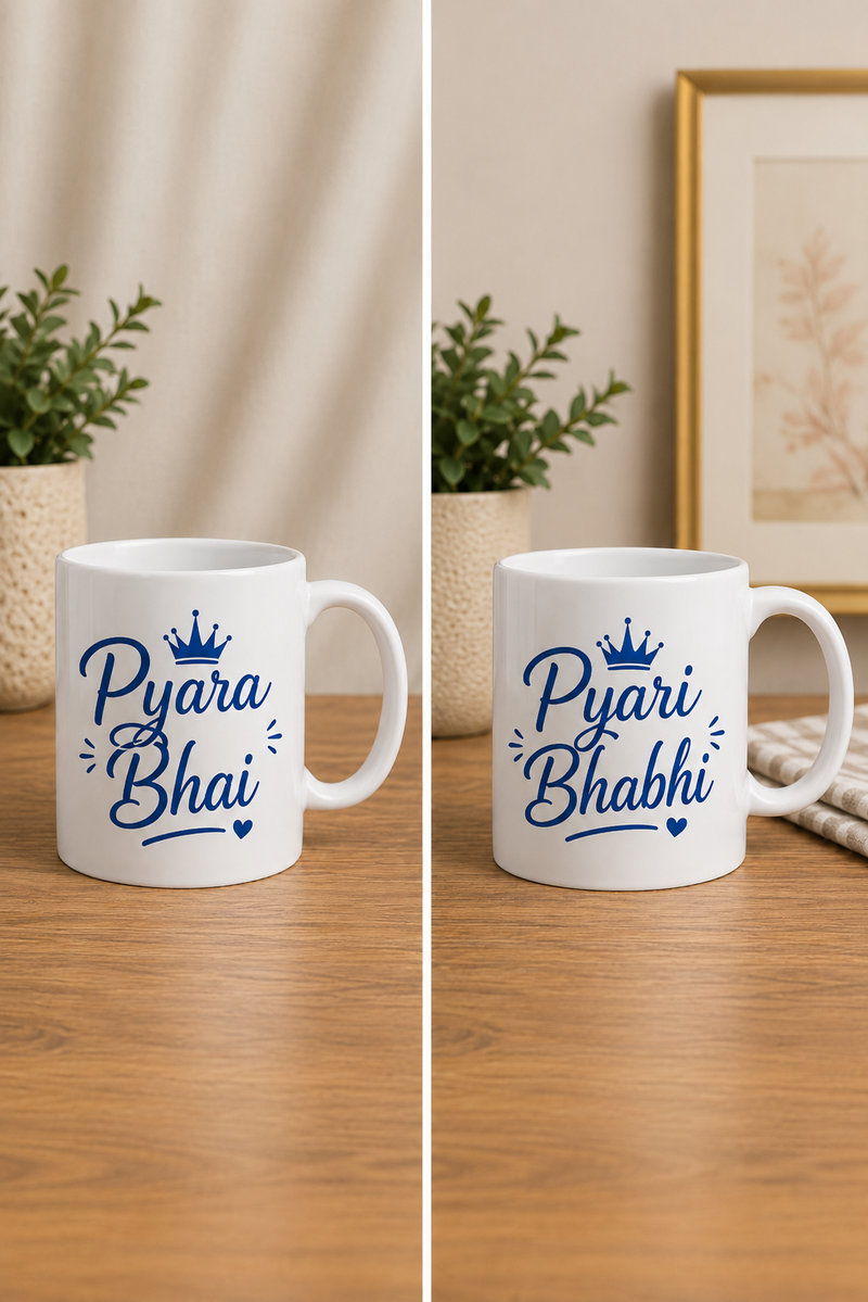 Pyara Bhai & Pyari Bhabhi Couple Coffee Mug Set | Coffee Mugs | Mugs | Giftonique