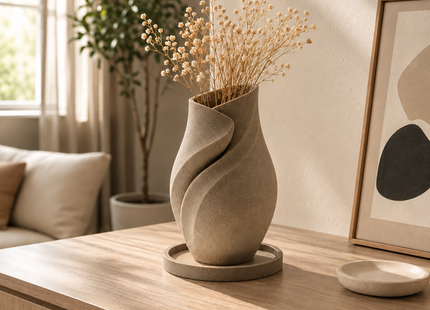 Desert Tulip Decorative Vase with Tray for Modern Home Decor | Decorative Vases | Home Decor | Giftonique