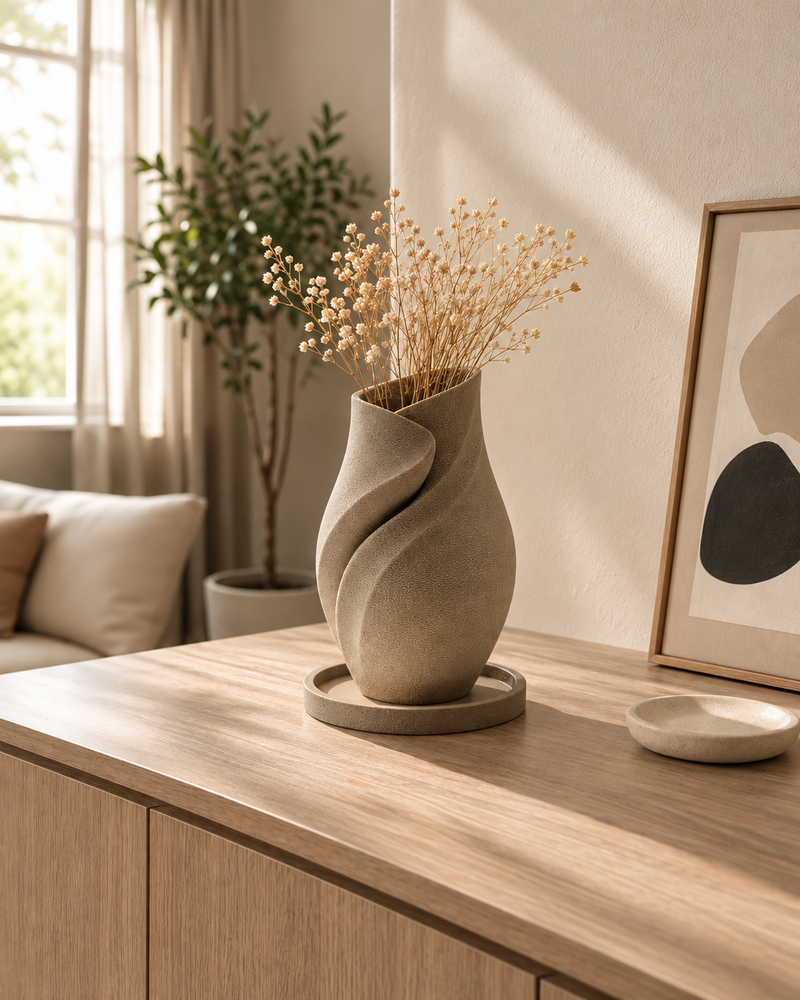 Desert Tulip Decorative Vase with Tray for Modern Home Decor | Decorative Vases | Home Decor | Giftonique