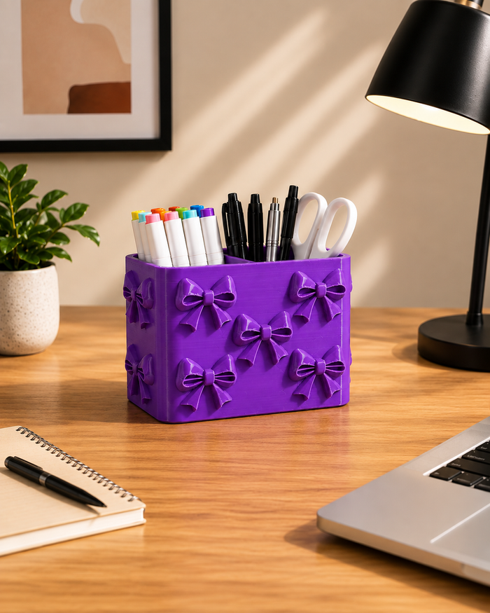 Bow Bouquet Pen Holder with 2 Compartments | Pen Holders | Desk Accessories | Giftonique