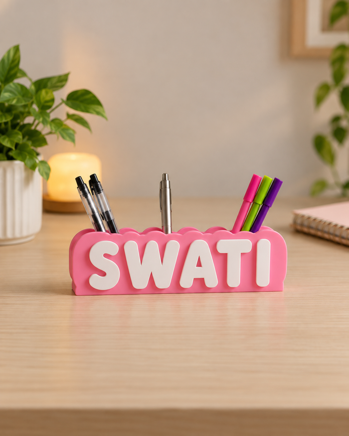 Personalised Name Pen Stand – Custom Desk Organiser | Pen Holders | Desk Accessories | Giftonique