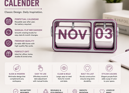 Purple Flip Desk Calendar | Desk Calendars | Calendars | Giftonique