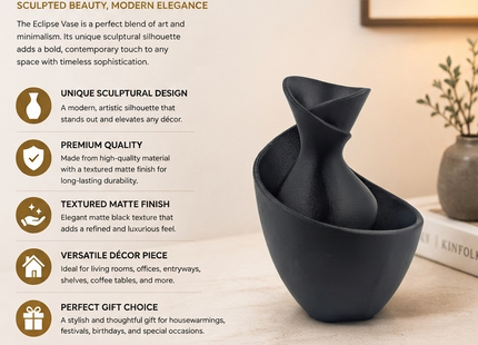Eclipse Infinity Decorative Vase | Premium 3D Printed Modern Flower Vase | Giftonique
