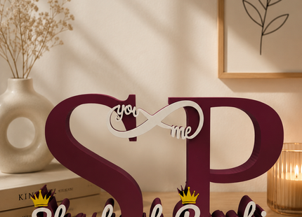 Personalised 3D Printed Couple Name Stand with Initials | Name Stands | Personalised Gifts | Giftonique