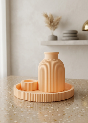 Oasis Trio Vase | Candle Holder and Tray Decor Set | Giftonique