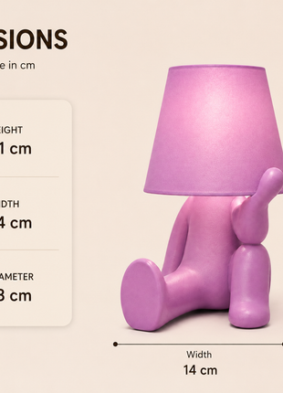 Delulu Lamp | Cute Green Character Table Lamp with White Shade | Decorative Bedside Night Lamp for Bedroom, Kids Room, Study Table, Living Room & Gifting | Warm Ambient Light