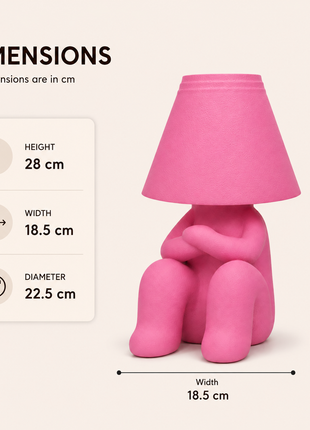 Angry Mood Lamp | Cute Red Character Table Lamp with White Shade | Decorative Bedside Night Lamp for Bedroom, Kids Room, Study Table, Living Room & Gifting | Warm Ambient Light