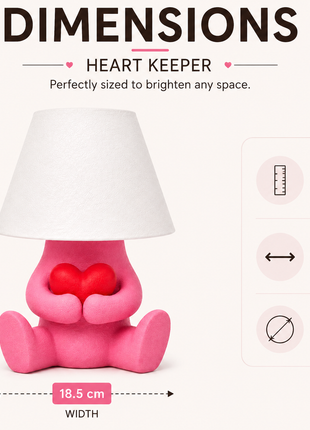 The Heart Keeper Table Lamp | Cute Heart Holding Character Lamp with White Shade | Decorative Bedside Lamp for Bedroom, Living Room, Kids Room, Study Table & Gifting | Warm Ambient Light