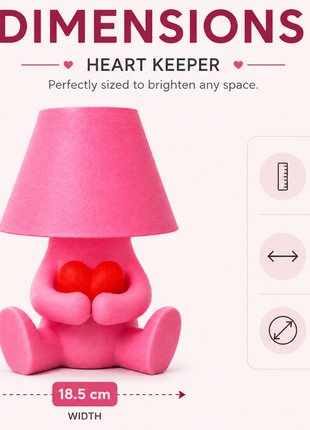 The Heart Keeper Table Lamp | Cute Heart Holding Character Lamp with White Shade | Decorative Bedside Lamp for Bedroom, Living Room, Kids Room, Study Table & Gifting | Warm Ambient Light