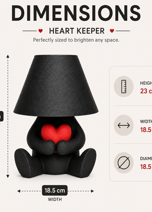 The Heart Keeper Table Lamp | Cute Heart Holding Character Lamp with White Shade | Decorative Bedside Lamp for Bedroom, Living Room, Kids Room, Study Table & Gifting | Warm Ambient Light