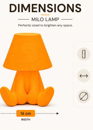 The Milo Lamp | Cute Yellow Character Table Lamp with White Shade | Decorative Bedside Night Lamp for Bedroom, Kids Room, Study Table, Living Room & Gifting | Warm Ambient Light