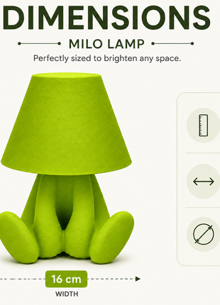 The Milo Lamp | Cute Yellow Character Table Lamp with White Shade | Decorative Bedside Night Lamp for Bedroom, Kids Room, Study Table, Living Room & Gifting | Warm Ambient Light
