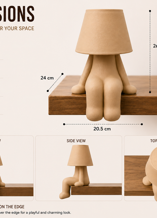 The Little Day Dreamer Table Lamp | Cute Character Bedside Lamp with Warm Ambient Light | Beige Decorative Night Lamp for Bedroom, Kids Room, Study Table, Living Room & Gifting