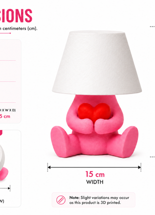 The Heart Keeper Table Lamp | Cute Heart Holding Character Lamp with White Shade | Decorative Bedside Lamp for Bedroom, Living Room, Kids Room, Study Table & Gifting | Warm Ambient Light